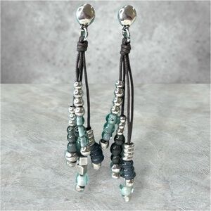 Uno de 50 glass and silver plated bead dangle earrings
